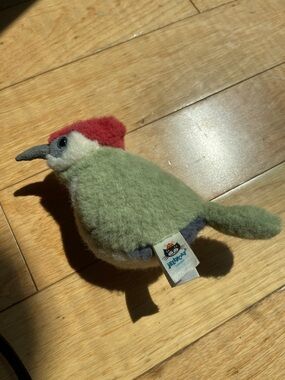 Jellycat Plush Woodpecker in Green, Red and Gray